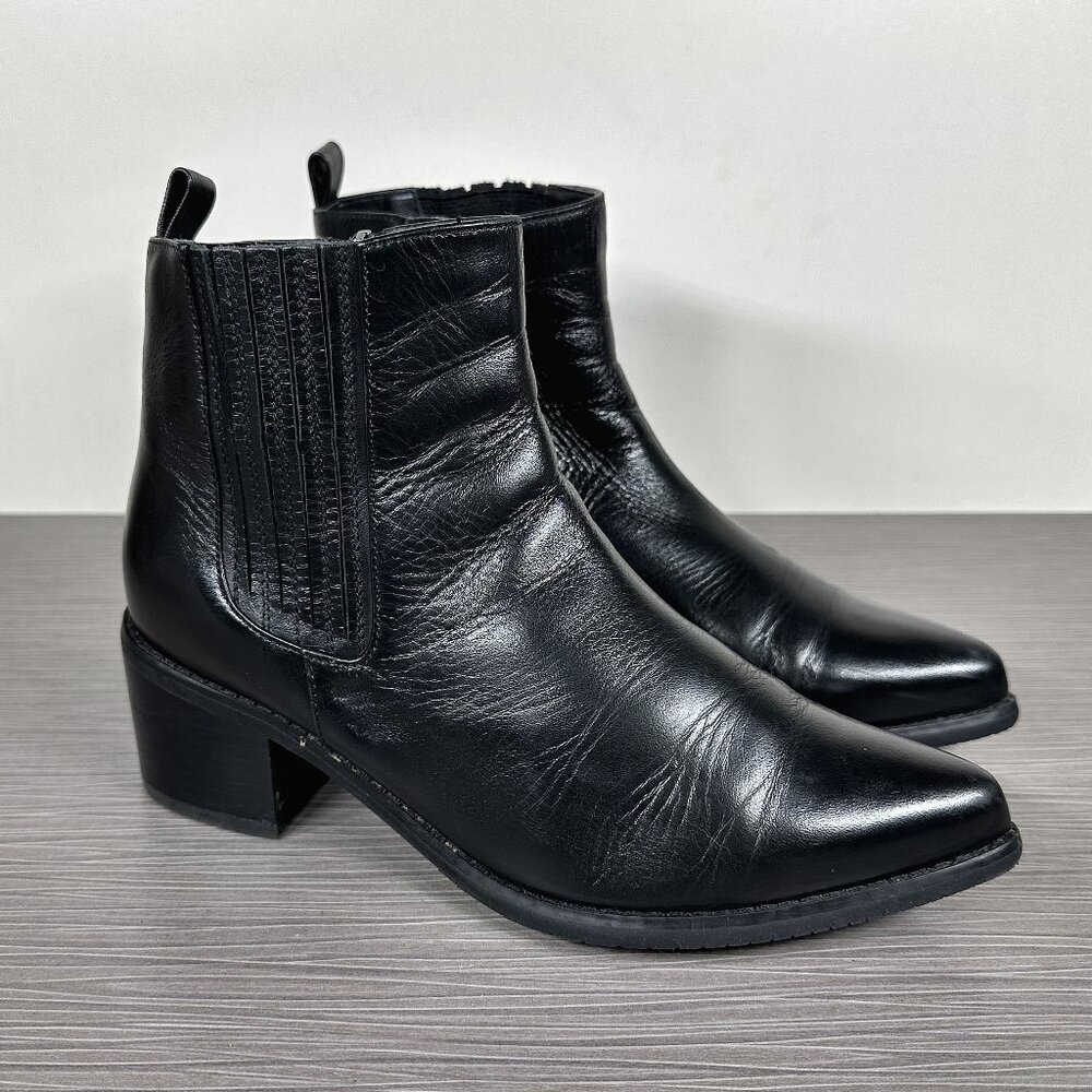 Blondo Elvina Waterproof Bootie, Black Leather, Women Size 7.5 M